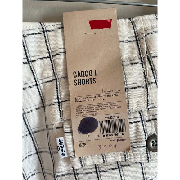 NWT Levis Mens Ace Cargo Twill Plaid Shorts Size W 38 - Picture 5 of 6